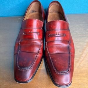 Magninni leather penny loafers in a deep red